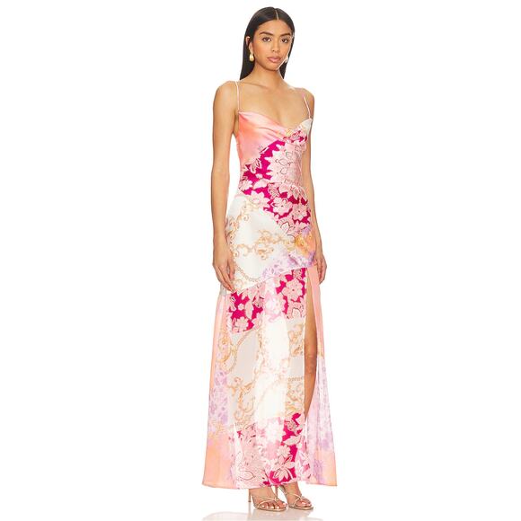 Majorelle Riviera Gown Maxi Slip Dress Medallion Patchwork Slit Sleeveless Sz S‎ - Picture 3 of 10